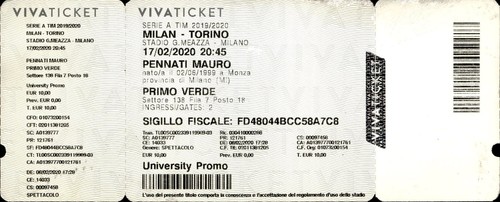 Biglietto stadio serie milan - a,