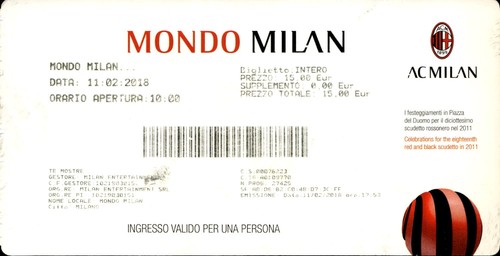 Biglietto stadio mondo milan - biglietto,
