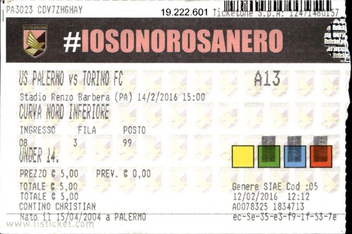 Biglietto stadio palermo - biglietto, vs