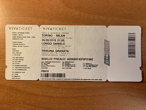 Biglietto stadio ticket - stadio,