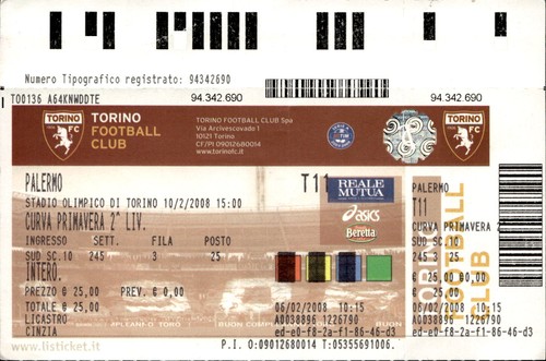 Biglietto stadio torino - torino, vs