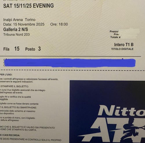 Biglietti nitto atp - atp, finals