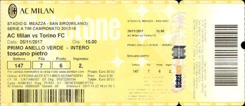 Biglietto stadio milan vs - stadio,